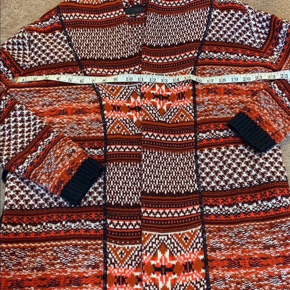 lovposh Red & Navy Acrylic Tribal Open Cardigan Sweater Women’s Medium/Large - Picture 7 of 9